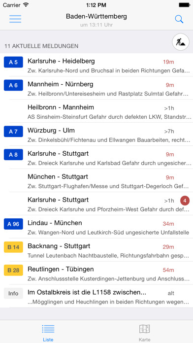Emulate iPhone app Stau1 - Staumelder using MyAndroid