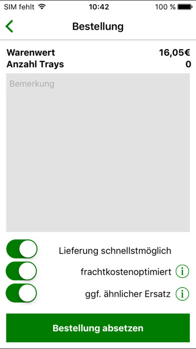 Emulate iPhone app Stauden Bestell-App using MyAndroid