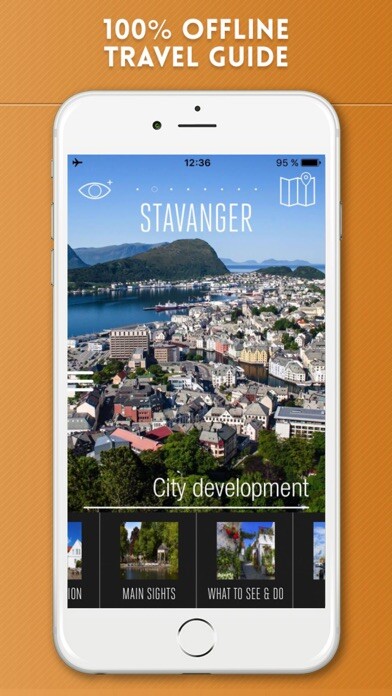 Emulate iPhone app Stavanger Travel Guide and Offline City Map using MyAndroid
