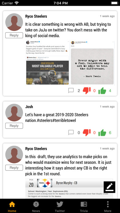 Emulate iPhone app Steelers UltimateFan using MyAndroid