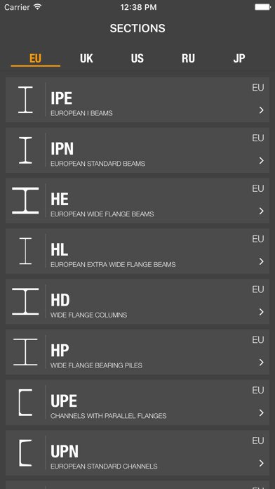 Emulate iPhone app Steel Profiles Catalogue using MyAndroid