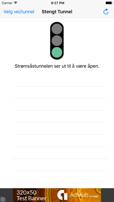 Emulate iPhone app Stengt Tunnel - er veien åpen? using MyAndroid