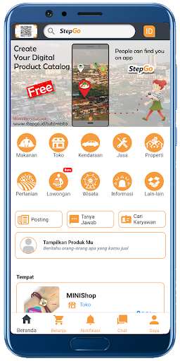 Run android online APK StepGo - Katalog Online Produk dan Jasa from MyAndroid or emulate StepGo - Katalog Online Produk dan Jasa using MyAndroid