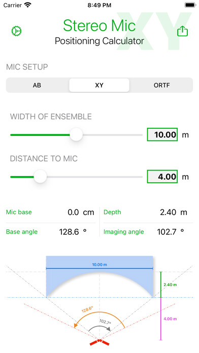 Emulate iPhone app Stereo Mic Position Calculator using MyAndroid Emulate iPhone app Stereo Mic Position Calculator using MyAndroid