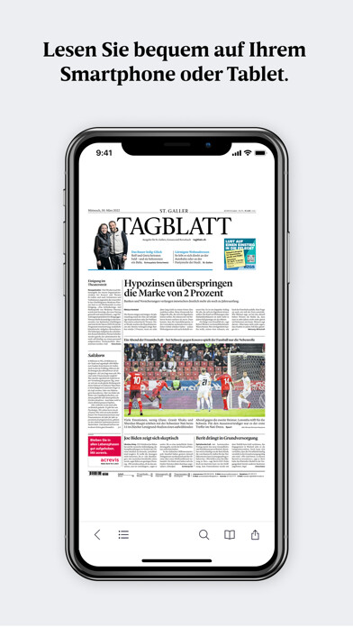 Emulate iPhone app St. Galler Tagblatt E-Paper using MyAndroid