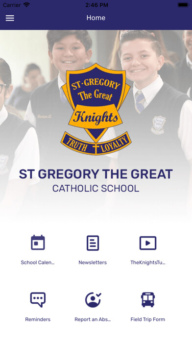 Emulate iPhone app St. Gregory the Great School using MyAndroid