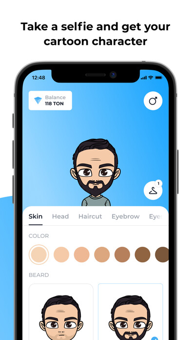 Emulate iPhone app Stickerface: Avatar maker using MyAndroid