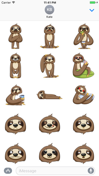 Emulate iPhone app Sticker Me: Sloth Character using MyAndroid