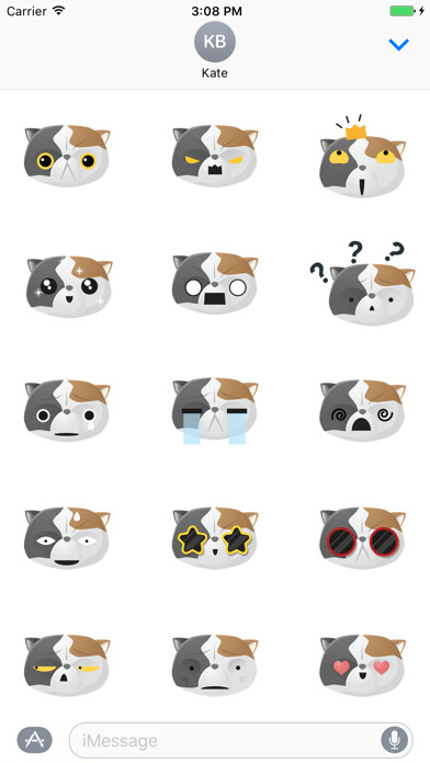 Emulate iPhone app Sticker Me: Tricoloured Cat using MyAndroid
