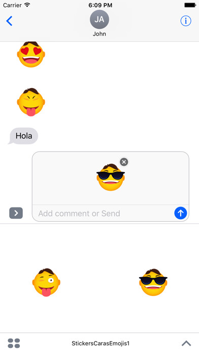 Emulate iPhone app Stickers Caras Emojis 1 using MyAndroid Emulate iPhone app Stickers Caras Emojis 1 using MyAndroid