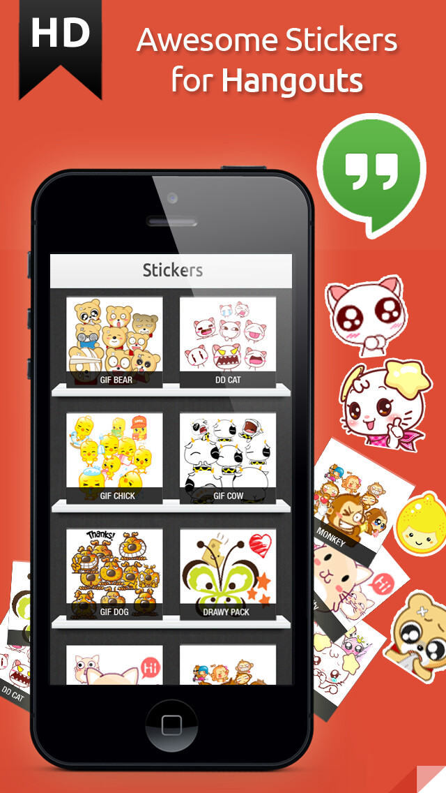 Emulate iPhone app Stickers for Hangouts FREE Edition using MyAndroid
