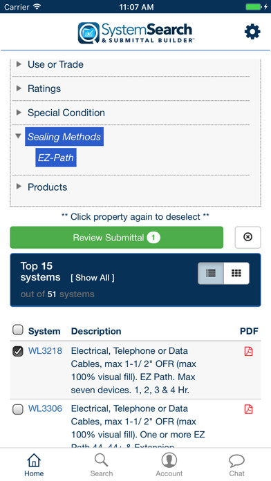 Emulate iPhone app STI System Search & Submittals using MyAndroid