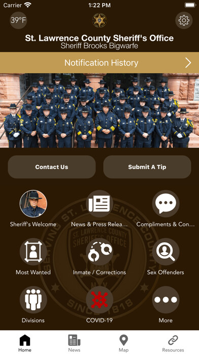 Emulate iPhone app St. Lawrence County Sheriff using MyAndroid