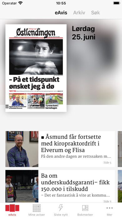 Emulate iPhone app Østlendingen eAvis using MyAndroid