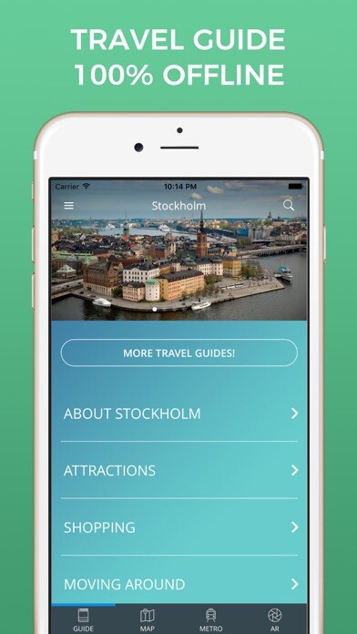 Emulate iPhone app Stockholm Travel Guide with Offline Street Map using MyAndroid