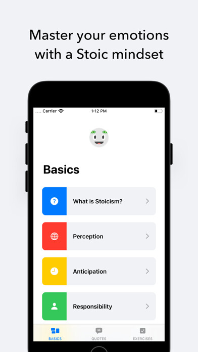 Emulate iPhone app Stoicly: Master your Emotions using MyAndroid