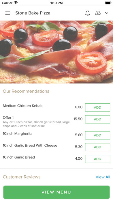 Emulate iPhone app Stone Bake Pizza using MyAndroid