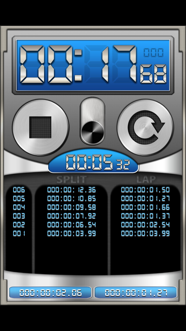 Emulate iPhone app Stopwatch XL FREE using MyAndroid