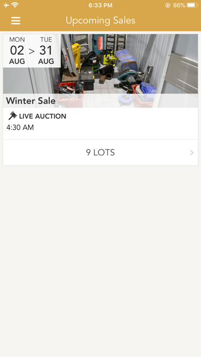 Emulate iPhone app Storage Bidder Ltd using MyAndroid