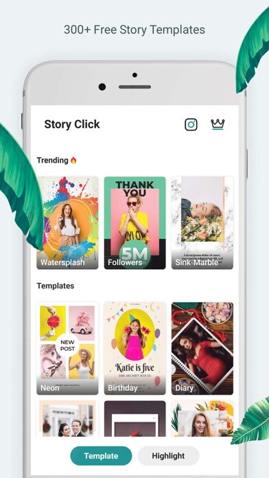 Emulate iPhone app Story Click Insta Story Editor using MyAndroid