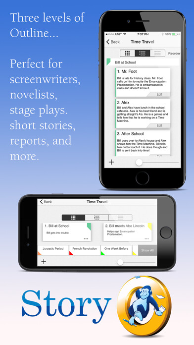Emulate iPhone app StoryO: Story Outlining using MyAndroid
