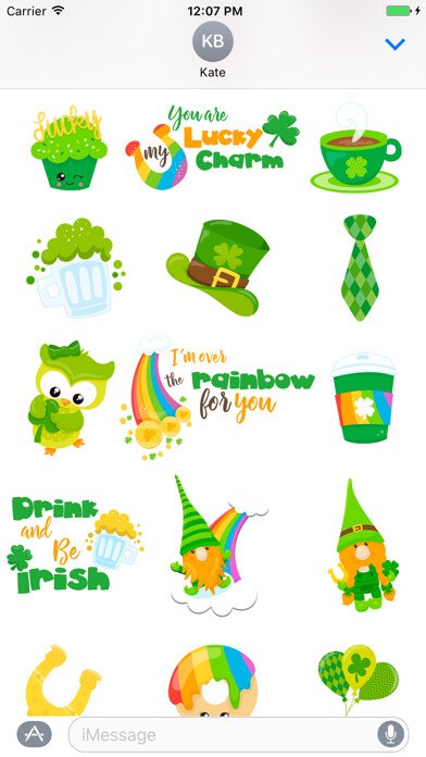 Emulate iPhone app St.Patrick Lucky Green Sticker using MyAndroid