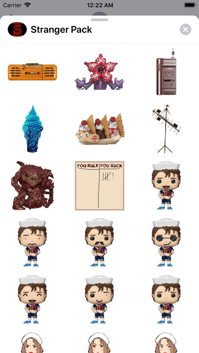 Emulate iPhone app Stranger Stickers Pack using MyAndroid
