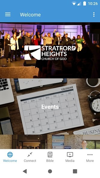 Emulate iPhone app Stratford Heights Church using MyAndroid