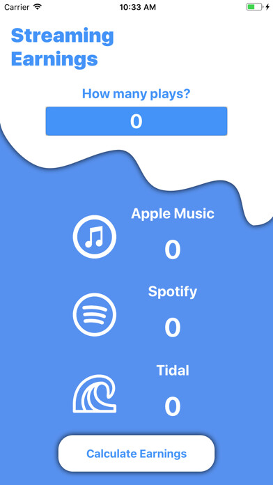Emulate iPhone app Streamify: Music Earnings Calculator using MyAndroid