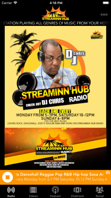 Emulate iPhone app Streaminn Hub Radio using MyAndroid