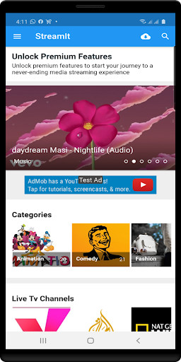 Run android online APK Streamit Flutter from MyAndroid or emulate Streamit Flutter using MyAndroid