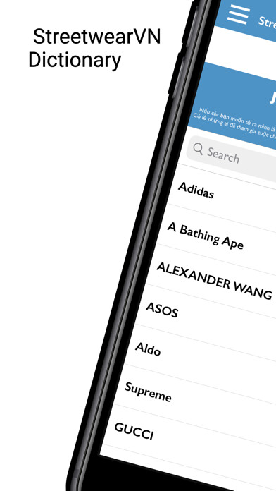 Emulate iPhone app StreetwearVN Dictionary using MyAndroid