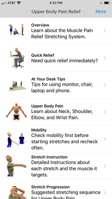 Emulate iPhone app Stretch for Pain Relief Upper using MyAndroid