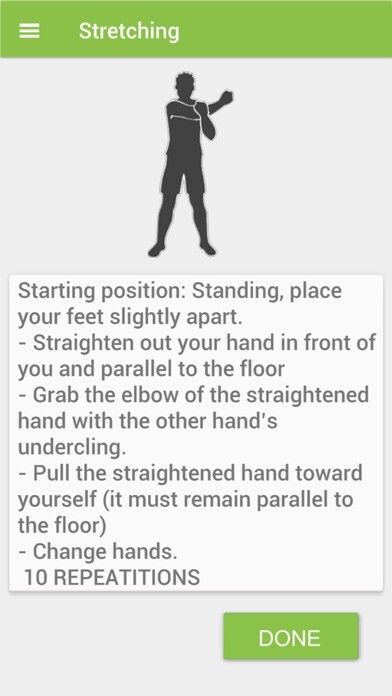 Emulate iPhone app Stretch up workout using MyAndroid
