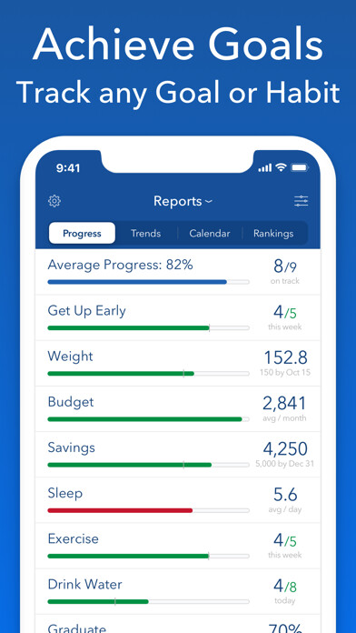 Emulate iPhone app Strides: Goal Tracker using MyAndroid