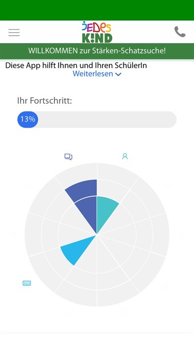 Emulate iPhone app Stärken-Schatzsuche using MyAndroid