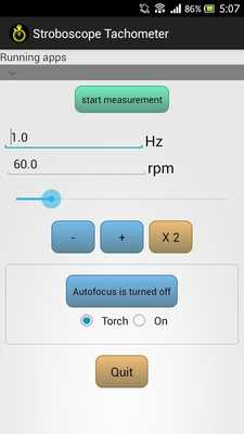 Emulate Android APK stroboscope tachometer