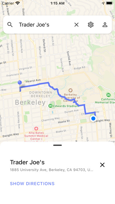 Emulate iPhone app Stroll - Walk Safe in Berkeley using MyAndroid