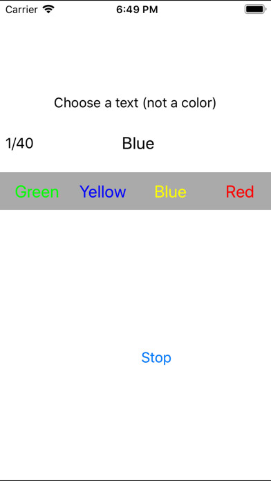 Emulate iPhone app Stroop Test J using MyAndroid Emulate iPhone app Stroop Test J using MyAndroid