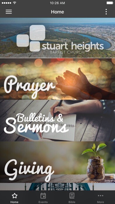 Emulate iPhone app Stuart Heights Baptist Church using MyAndroid