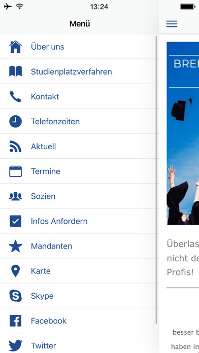 Emulate iPhone app studienplatzklage-brehm using MyAndroid