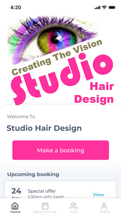 Emulate iPhone app Studio Hair Design using MyAndroid