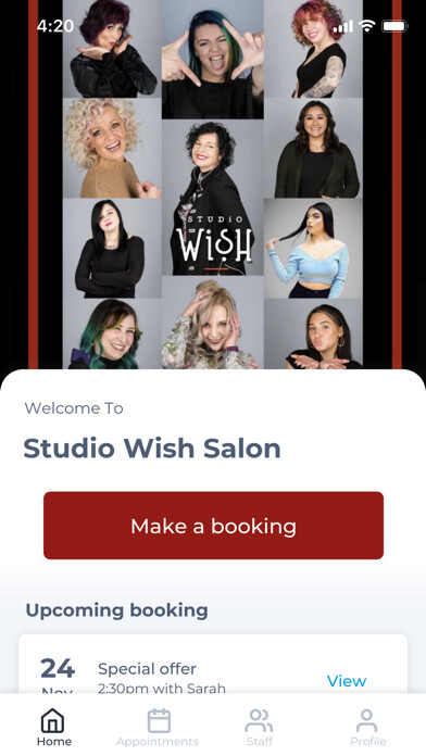 Emulate iPhone app Studio Wish Salon using MyAndroid