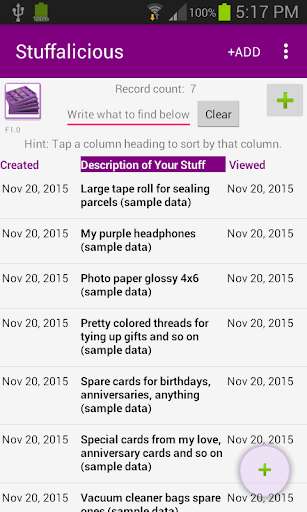 Run android online APK Stuffalicious Find My Stuff from MyAndroid or emulate Stuffalicious Find My Stuff using MyAndroid