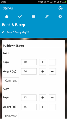 Emulate Android APK Styrkur - Workout Journal Emulate Android APK Styrkur - Workout Journal