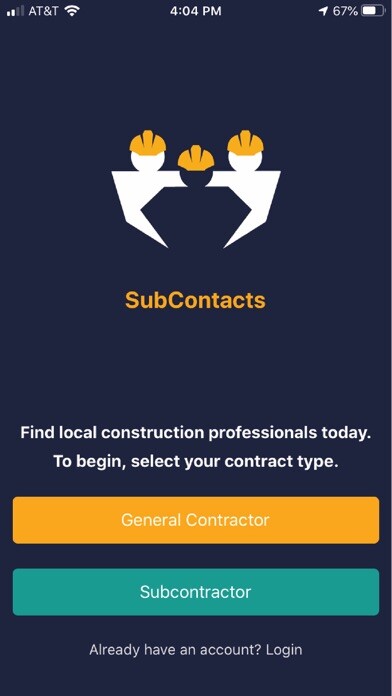 Emulate iPhone app SubContacts: Contractor Jobs using MyAndroid