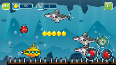 Emulate iPhone app Submarine shooting shark in underwater adventure using MyAndroid