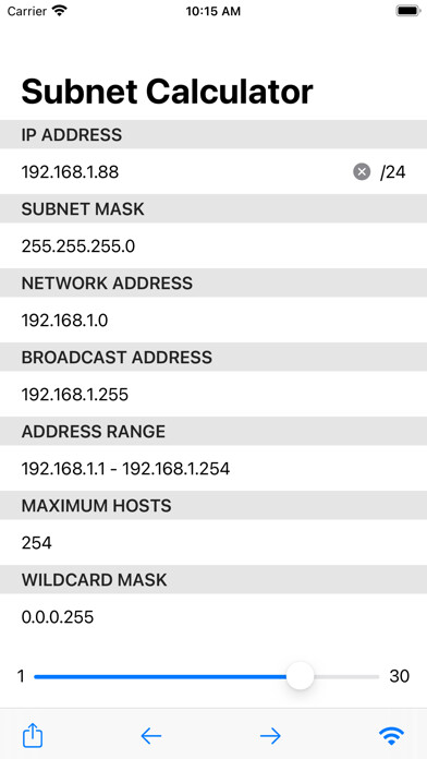 Emulate Android APK Subnet Calculator