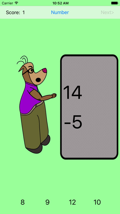 Emulate iPhone app Subtraction Drills Flashcards using MyAndroid