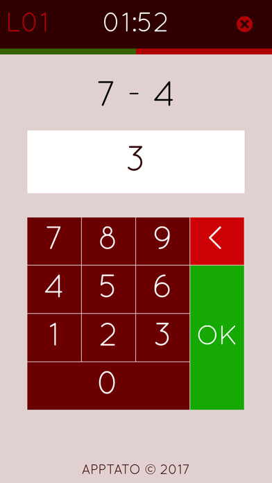 Emulate iPhone app Subtraction Math Master 2 using MyAndroid